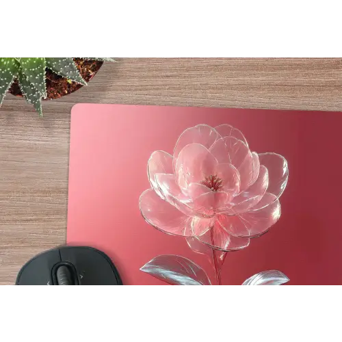 Sierlijk - Bloem - Roze - Glazen muismat rubber klein -closeup