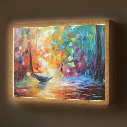 Kleurrijk - Olieverf - Water - Boot Light Box met batterij (Wandlamp) middel -z3d_website
