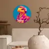 Bloemenkrans - Hagedis - Kimono - Paars Wandcirkel kunststof plaat 5mm dik klein -sfeer1