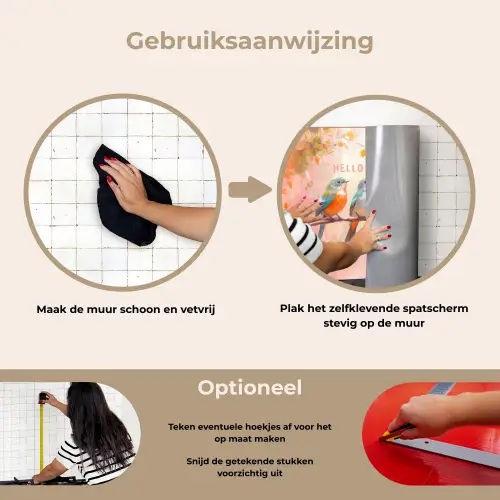 Vogels - Tak - Quote - Roze keuken achterwand spatscherm klein -gebruiksaanwijzing_NL