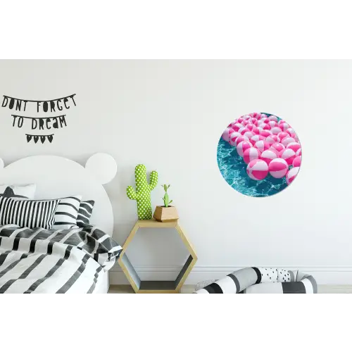 Strandballen - Roze - Water Wandcirkel aluminium klein -kinderkamer