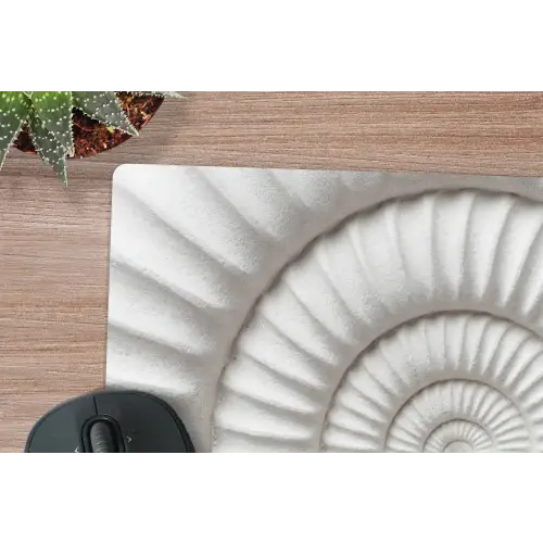 Schelp - Spiraal - Wit muismat rubber klein -closeup