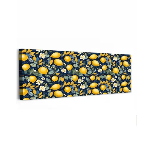 Citroenen - Bloemen - Bladeren - Blauw canvas 2cm klein 828 -z3d