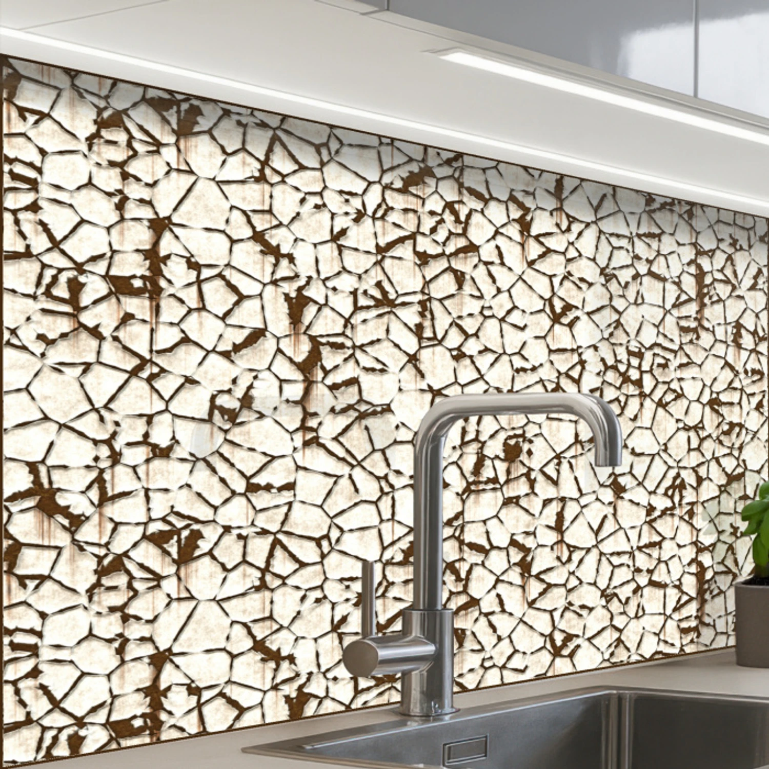 Beige - Patroon - Roest - Verf keuken achterwand 2 middel 865 -zzzz3d_schuin