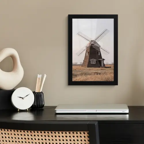 Windmolens - Landschap - Veld fotolijst zwart zonder passe partout klein -sfeer1