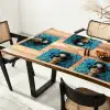 Vrouw - Bloemen - Vlinders - Blauw - Abstract Placemat vinyl groot -zzsfeer4_Kitchenyeah-website