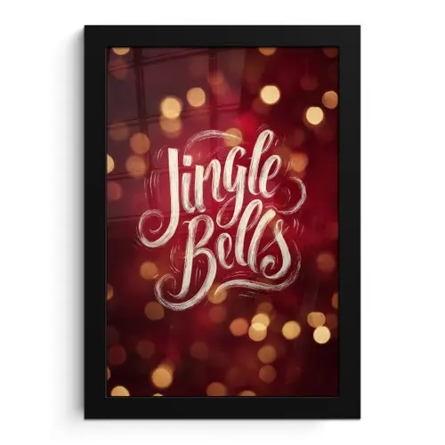 Jingle - Bells - Kerst - Rood fotolijst zwart zonder passe partout klein -3d
