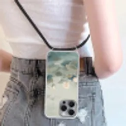 Lotus - Bloemen - Groen Hoesje iPhone 16 Pro Max met koord klein -sfeer5