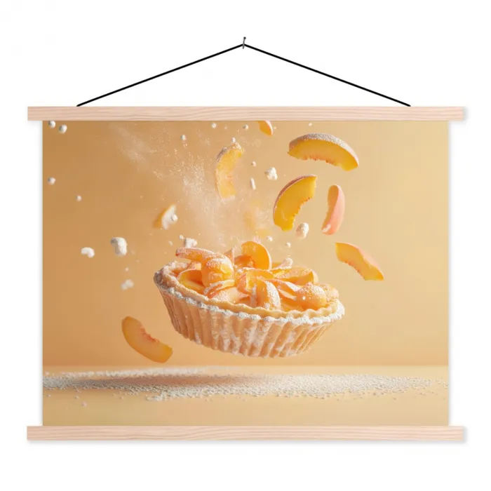 Peach - Eten - Taart - Oranje textielposter latten blank klein -3d