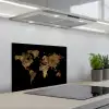 Wereldkaart - Goud - Luxe - Aarde - Zwart keuken achterwand spatscherm klein -3d_schuin