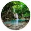 Jungle - Waterval - Planten - Water - Natuur Wandcirkel kunststof plaat 5mm dik klein -3d