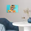 Bloemen - Vrouw - Zonnebril - Blauw poster papier klein -sfeer3