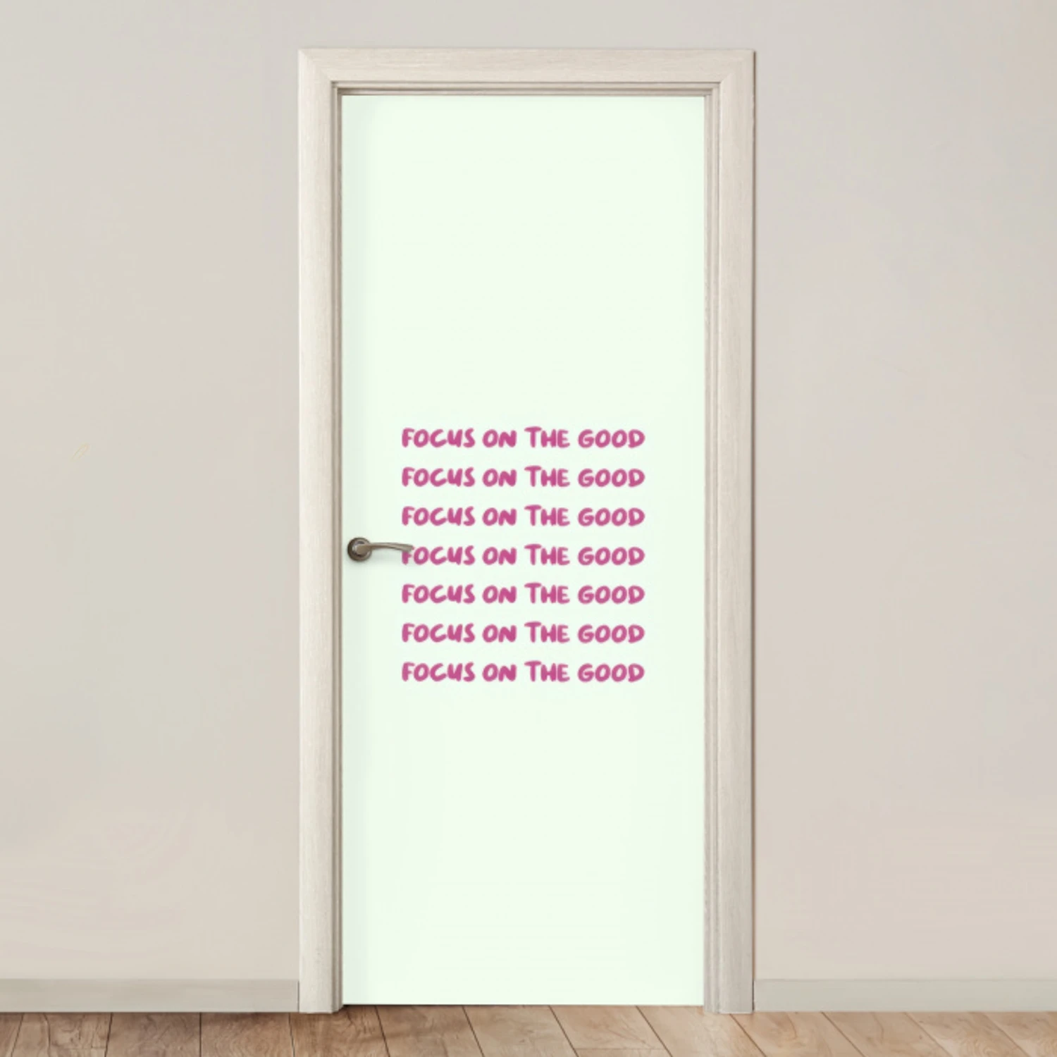 Focus on the good - Roze deurposter klein -3d_beige