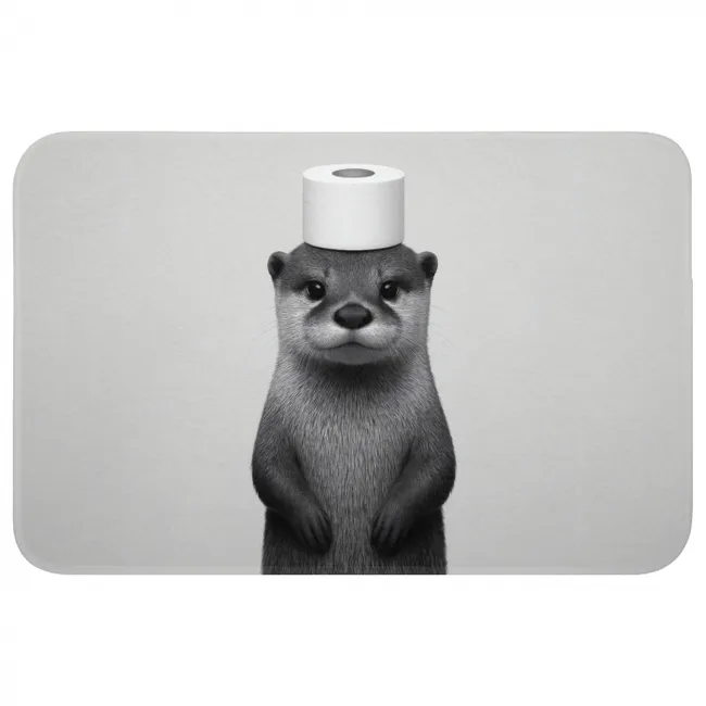 Badmat - Otter - WC rol - Zwart - Wit