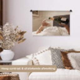 Champagne - Bed - Bubbels Wandkleed katoen klein -sfeer1