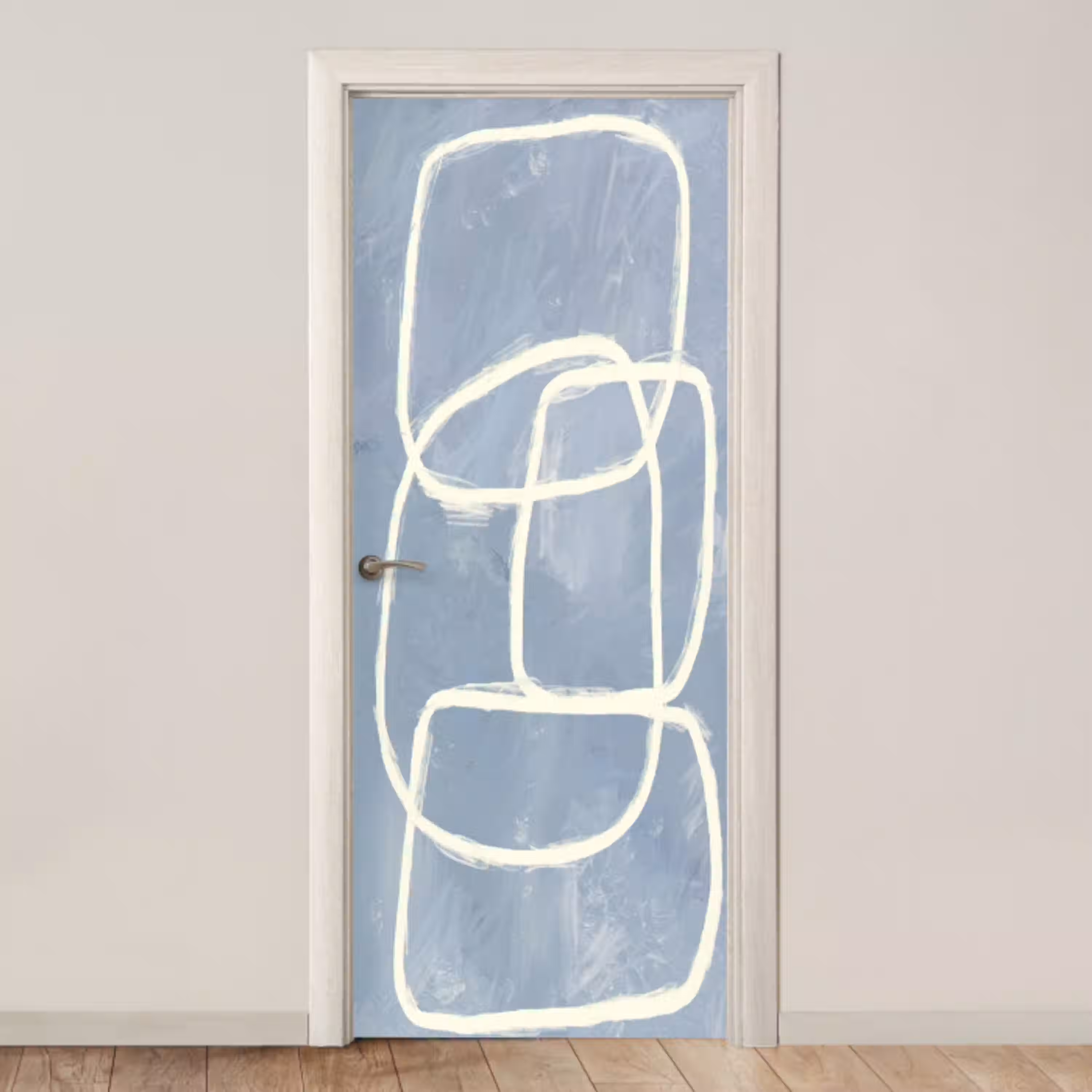 Abstract - Blauw - Kunst deurposter klein -3d_beige