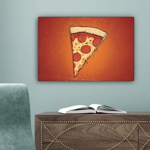 Pizza - Kaas - Rood - Pepperoni canvas 2cm klein -sfeer4