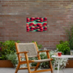 Aardbeien - Rood - Groen - Kroontjes Tuinposter op houten frame 2 cm dik klein 845 -sfeer3