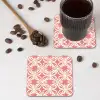 Roze - Bloemenmotief - Wit - Modern onderzetter kurk middel 366 -sfeer2