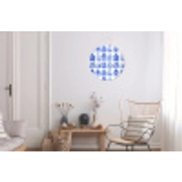 Patroon - Huizen - Blauw Wandcirkel aluminium klein 190 -woonkamer