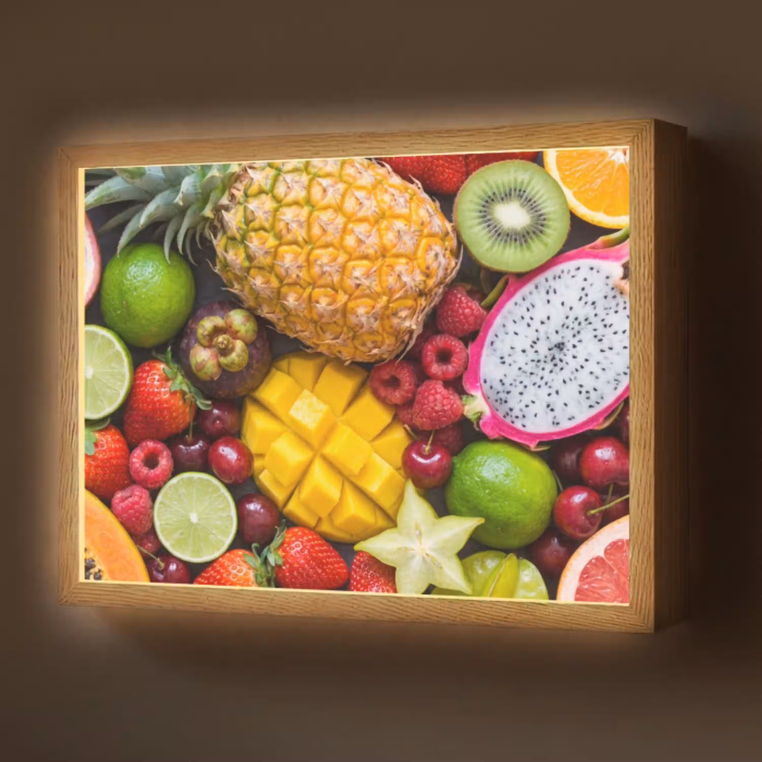 Fruit - Assortiment - Vers - Gezond - Kleurrijk Light Box met batterij (Wandlamp) middel -z3d_website