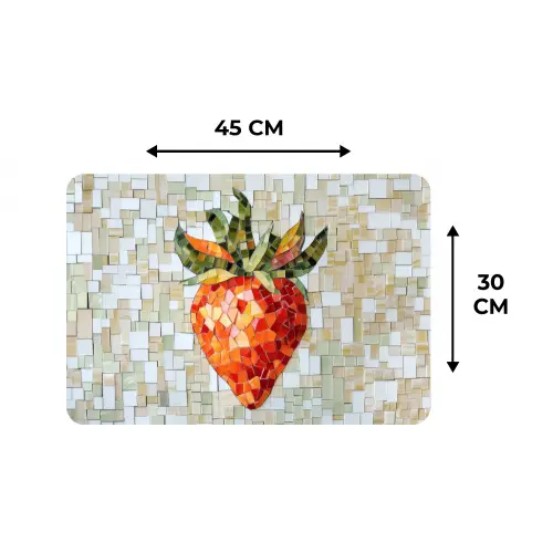 Aardbei - Rood - Mozaïek - Fruit Placemat vinyl groot -specs