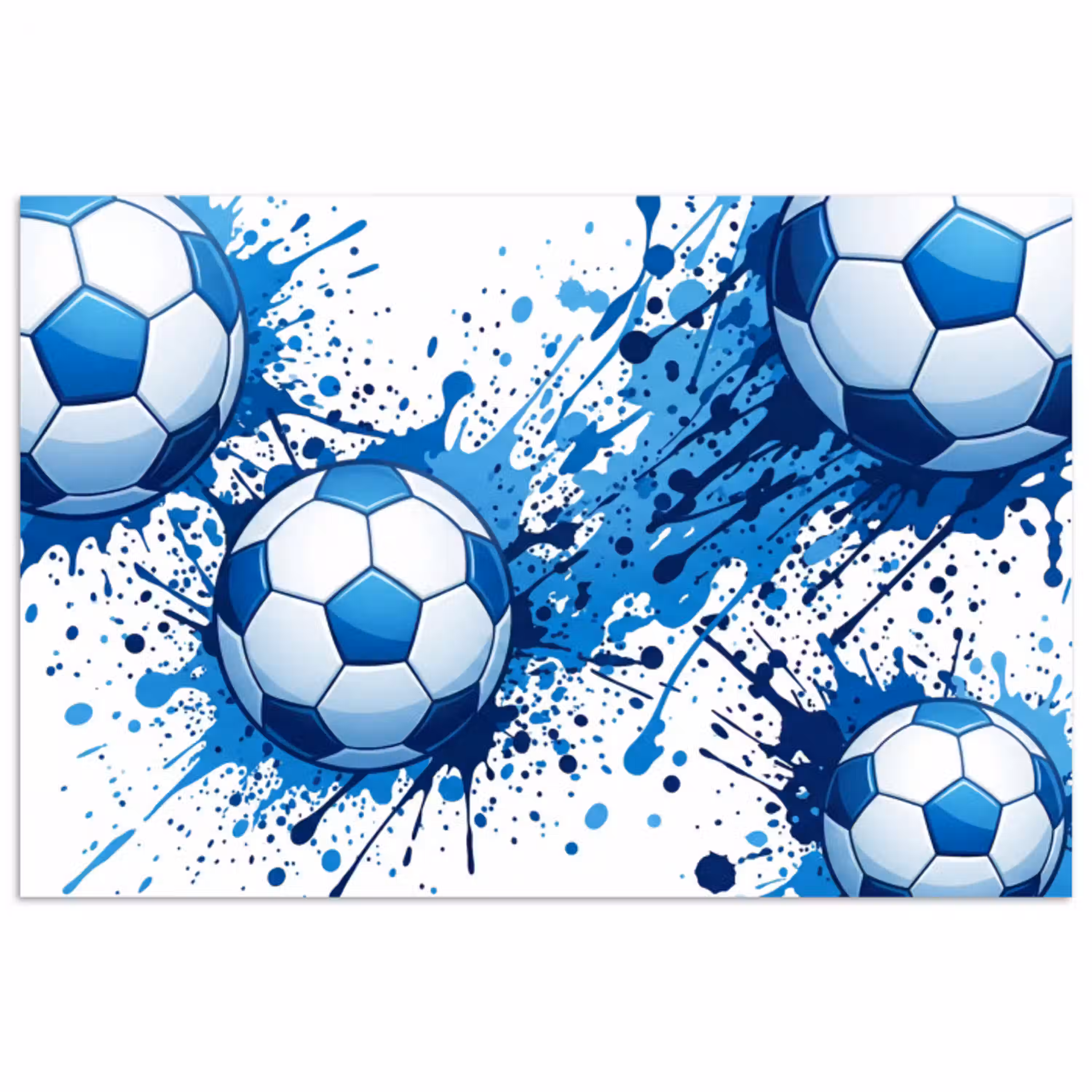 Voetballen - Verf - Sport - Blauw poster papier klein -3d