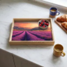 Lavendelveld - Zonsondergang - Paars Dienblad Rechthoek middel -sfeer2
