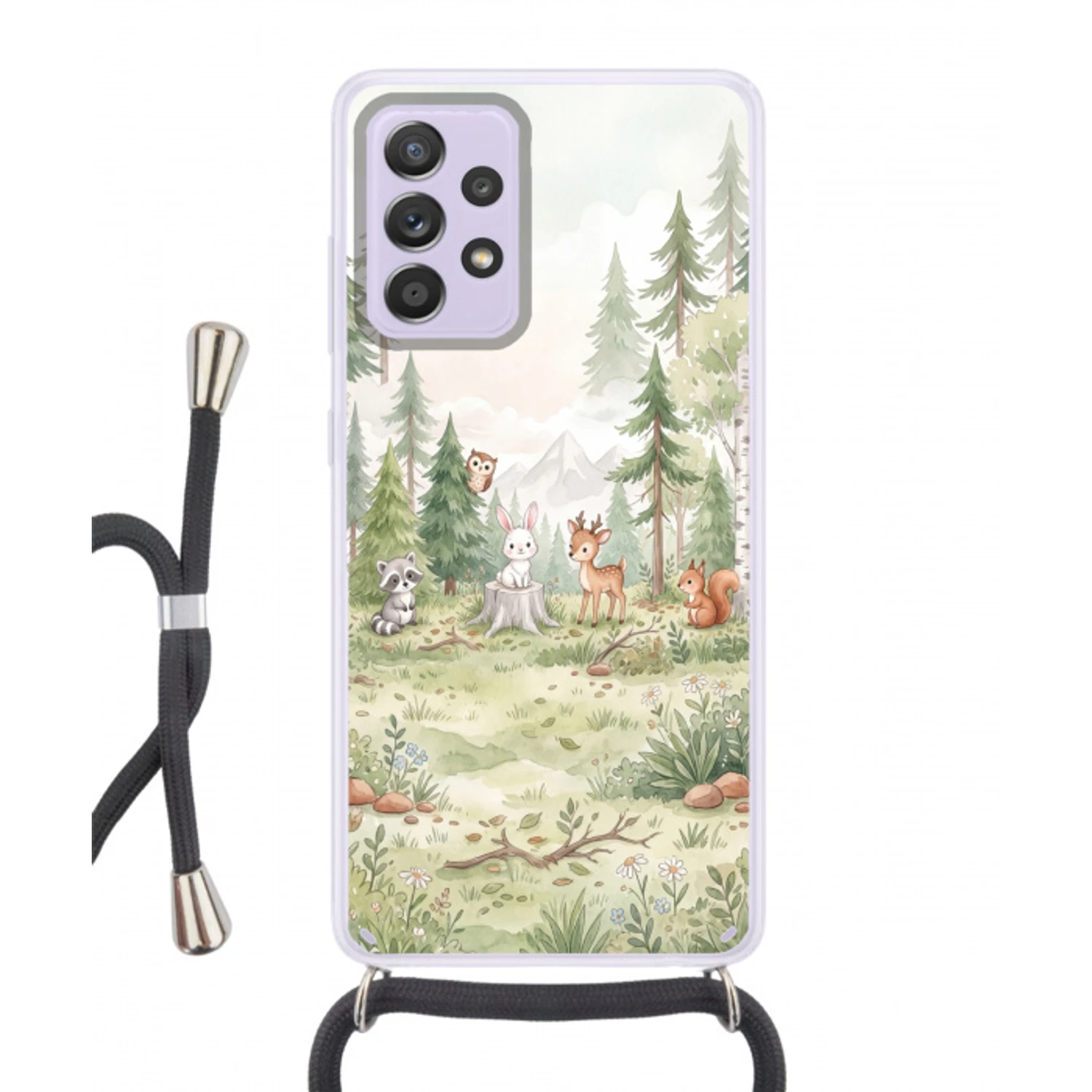 Bos - Dieren - Groen Hoesje Samsung Galaxy A52 5G met koord klein -3d