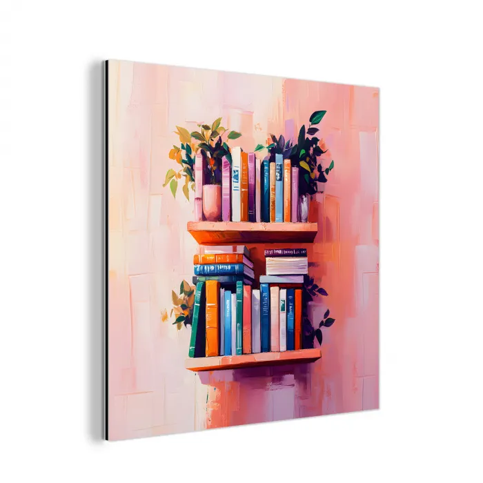 Planken - Boeken - Bladeren aluminium wit klein -3d