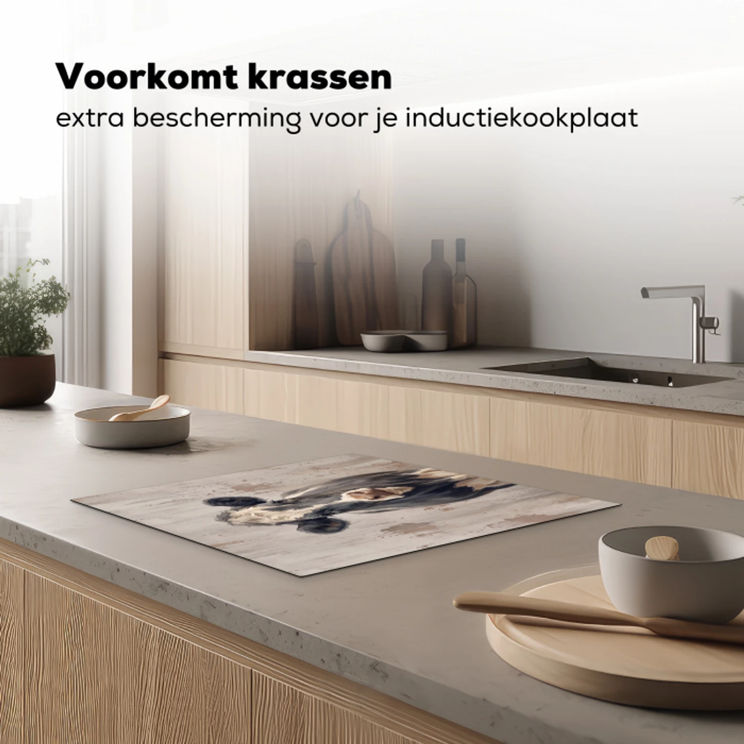 Koe - Portret - Dieren - Modern Inductie beschermer vinyl 3mm middel -sfeer1