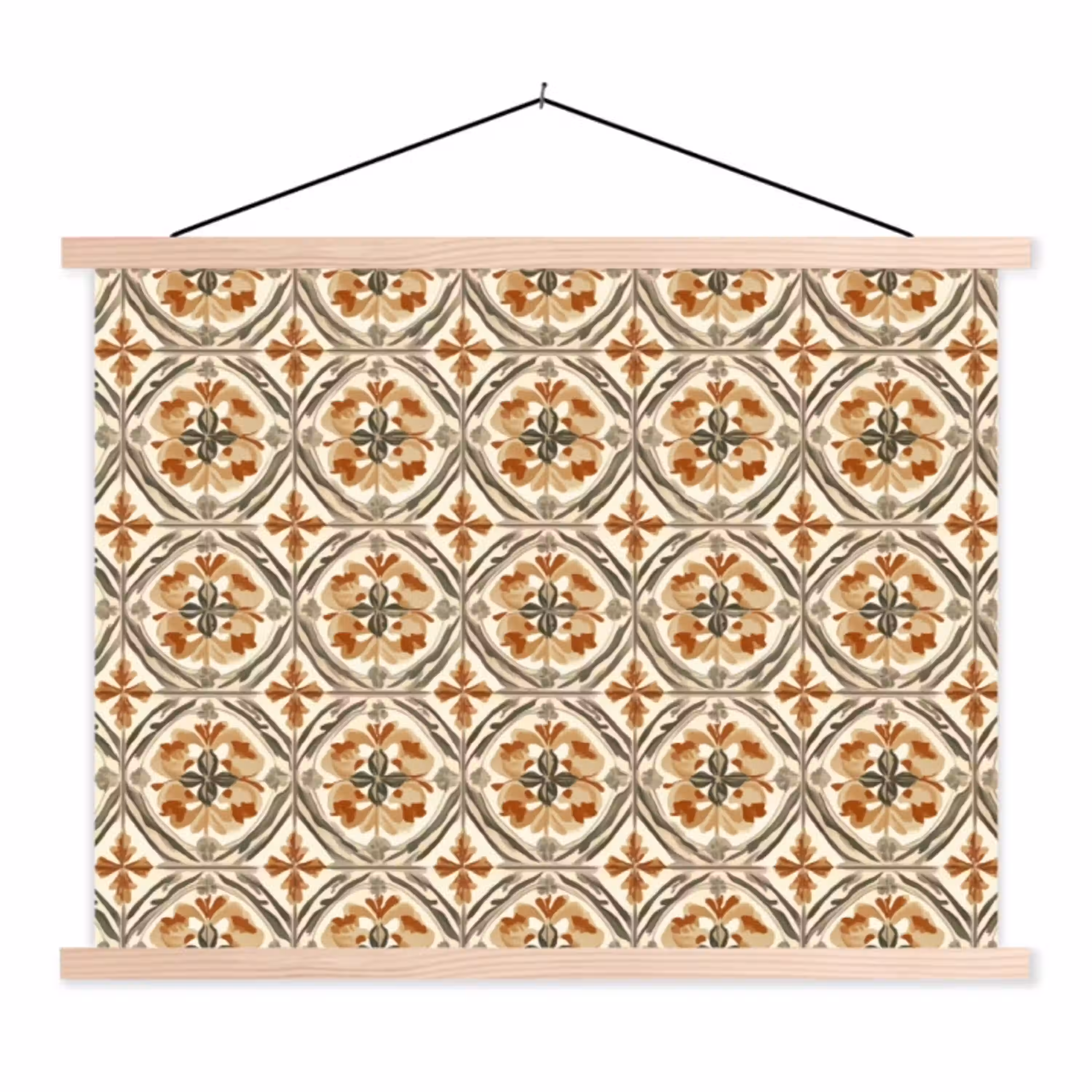 Elegant - Antiek - Kleurrijk textielposter latten blank klein 122 -3d