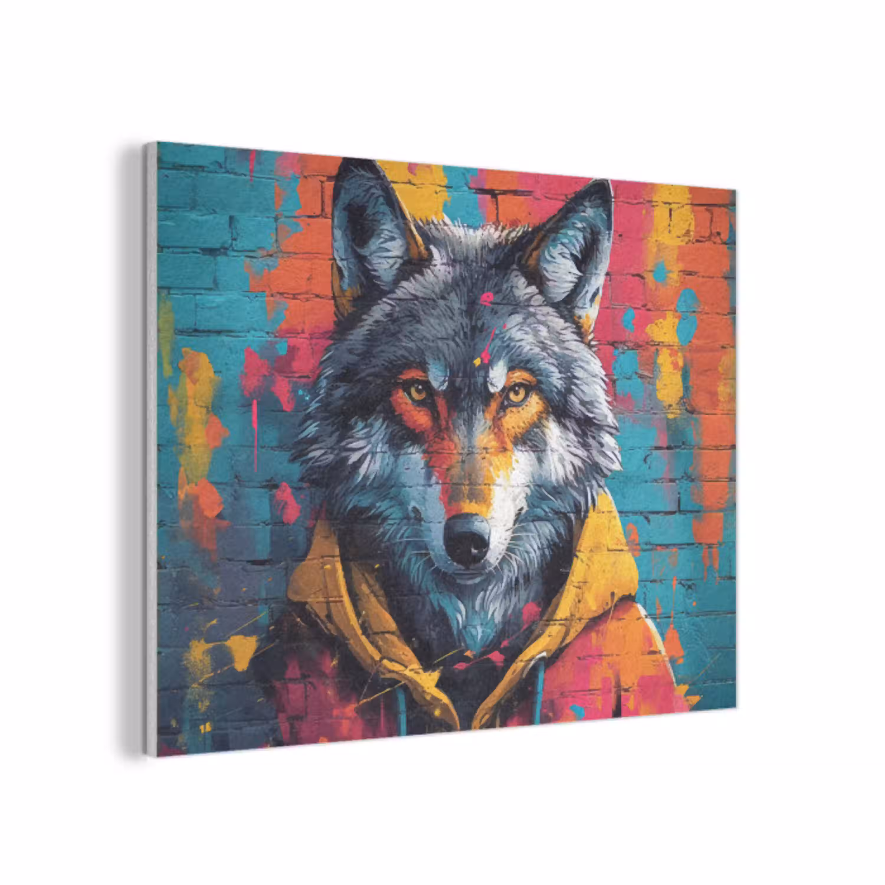 Graffiti - Wolf - Street art - Blauw PET vilt klein -3d