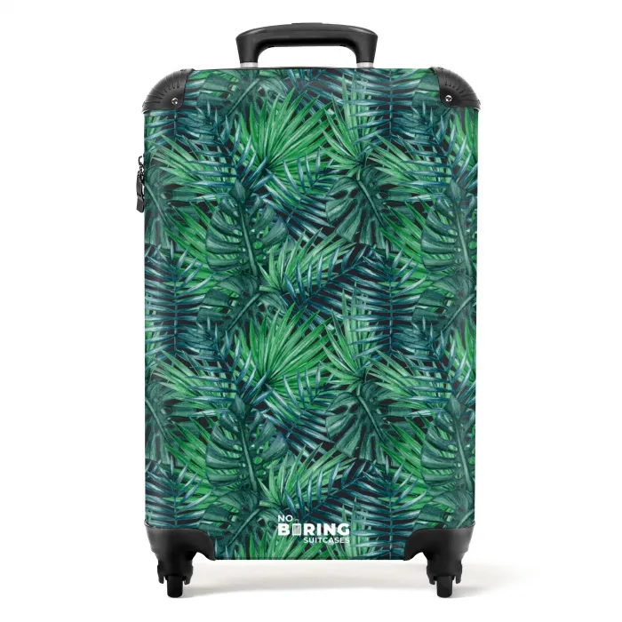 Palm bladeren monstera patroon groen NBS - Handbagage koffer - Volwassenen Unisex middel -productfoto_recht