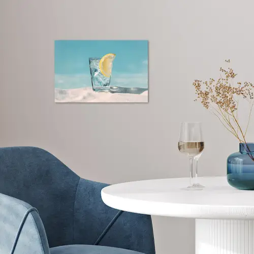 Glas - ijsblokjes - Citroen poster papier klein -sfeer3