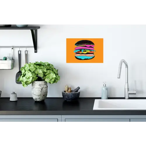 Hamburger - Kleurrijk - Speels Muursticker klein -keuken