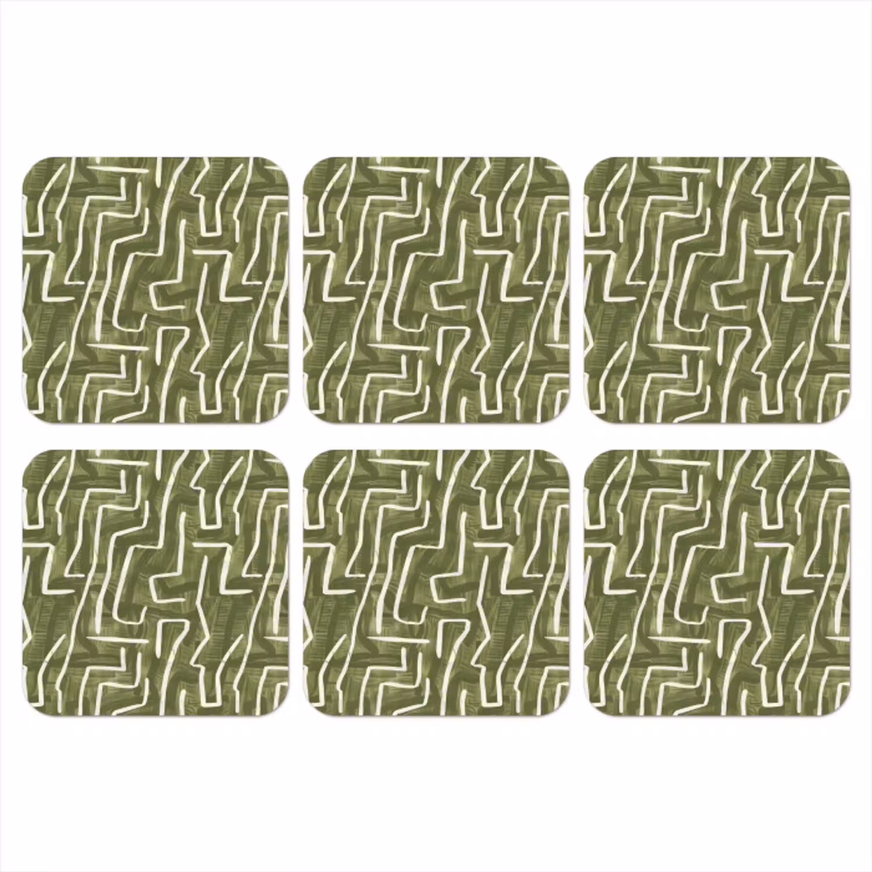 Groen - Abstract - Penseelstreken - Patroon onderzetter kurk middel 366 -3d