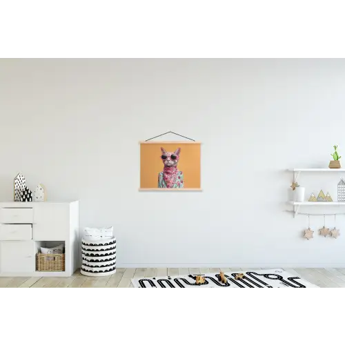 Zonnebril - Kat - Sjaal - Bloemen textielposter latten blank klein -kinderkamer