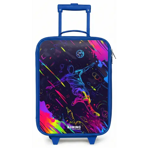 Neon actievolle voetbalspeler Kinderkoffer - Blauw klein -zz3dotto
