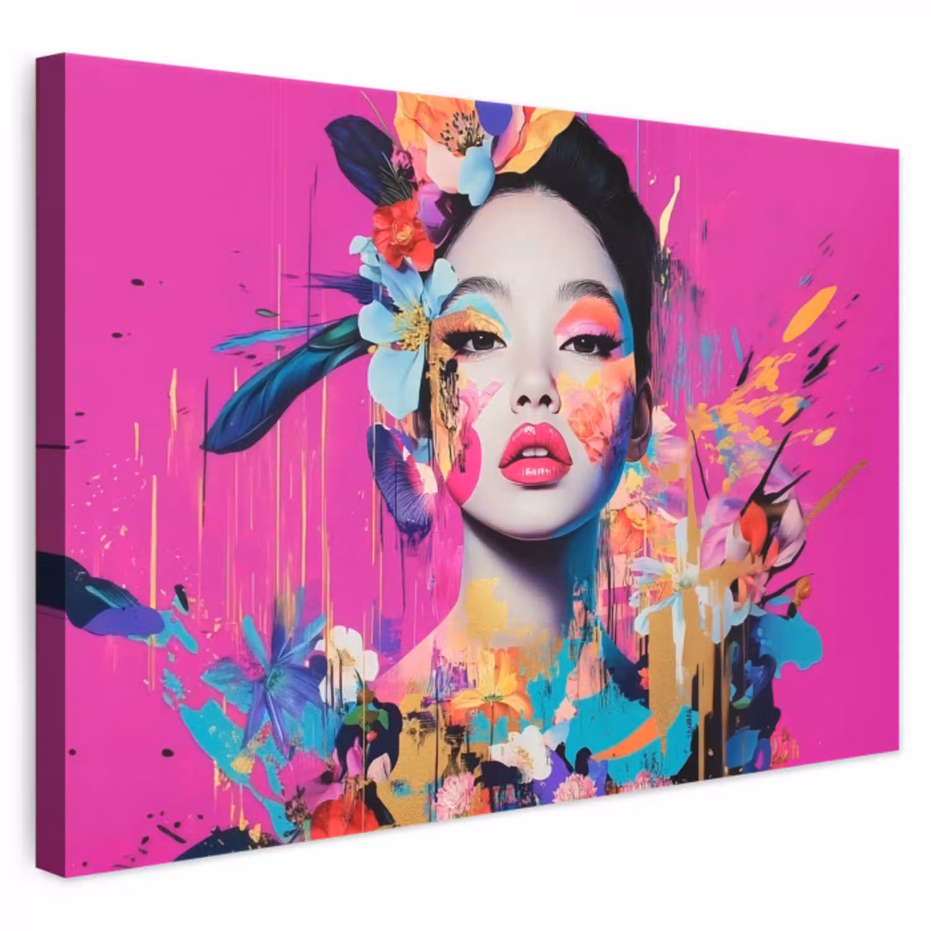 Vrouw - Portret - Abstract - Paars canvas 2cm klein -3d