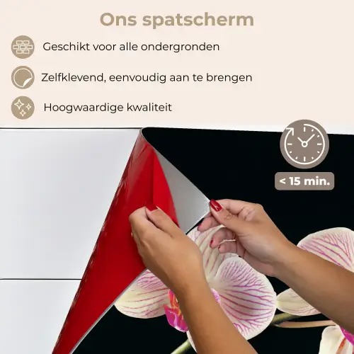 Orchidee - Bloemen - Zwart - Roze - Knoppen keuken achterwand spatscherm klein -spatscherm_NL