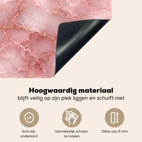 Roze - Kwarts - Goud - Marmer Inductie beschemer met haakjes klein 777 -ky-onderkant-nl