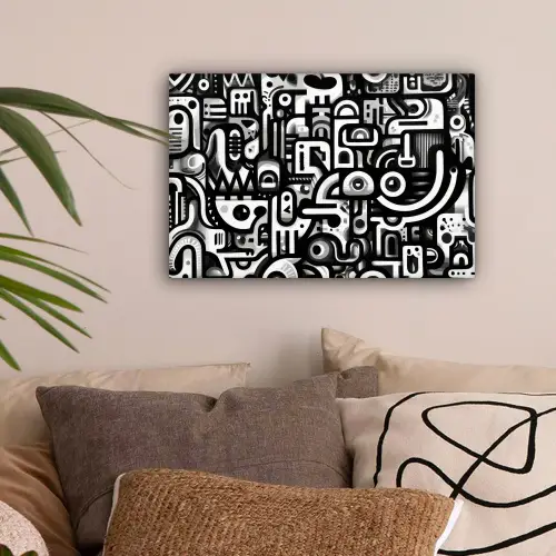 Symbolen - Abstract - Grafisch - Zwart canvas 2cm klein -sfeer1