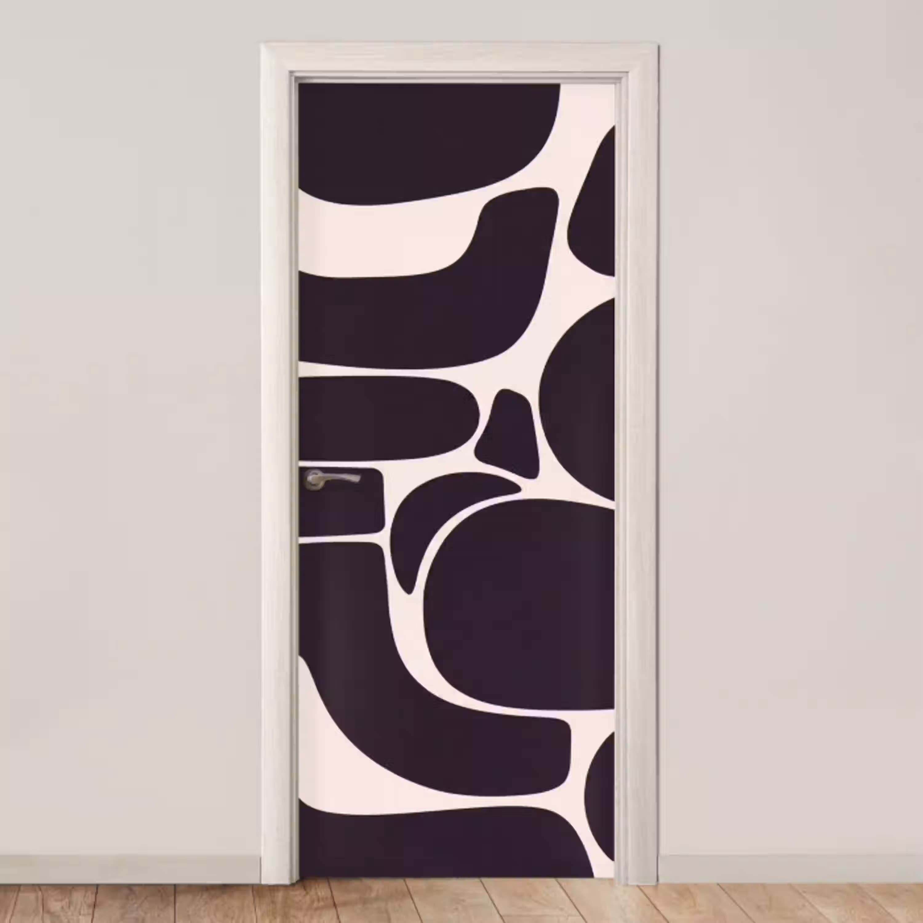 Patroon - Organisch - Zwart deurposter klein -3d_beige