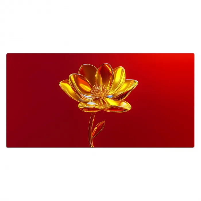 Bloem - Goud - Glazen Muismat XXL klein -3d_leeg