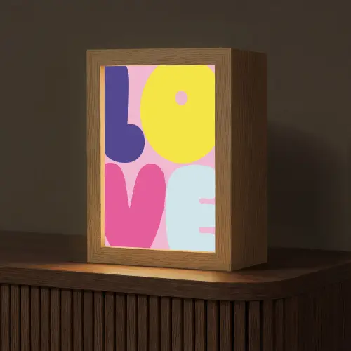 Love - Valentijn - Kleurrijk Light Box met kabel (Tafellamp) klein -z3d_website
