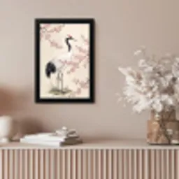 Aziatisch - Kraanvogel - Beige fotolijst zwart zonder passe partout klein -sfeer5