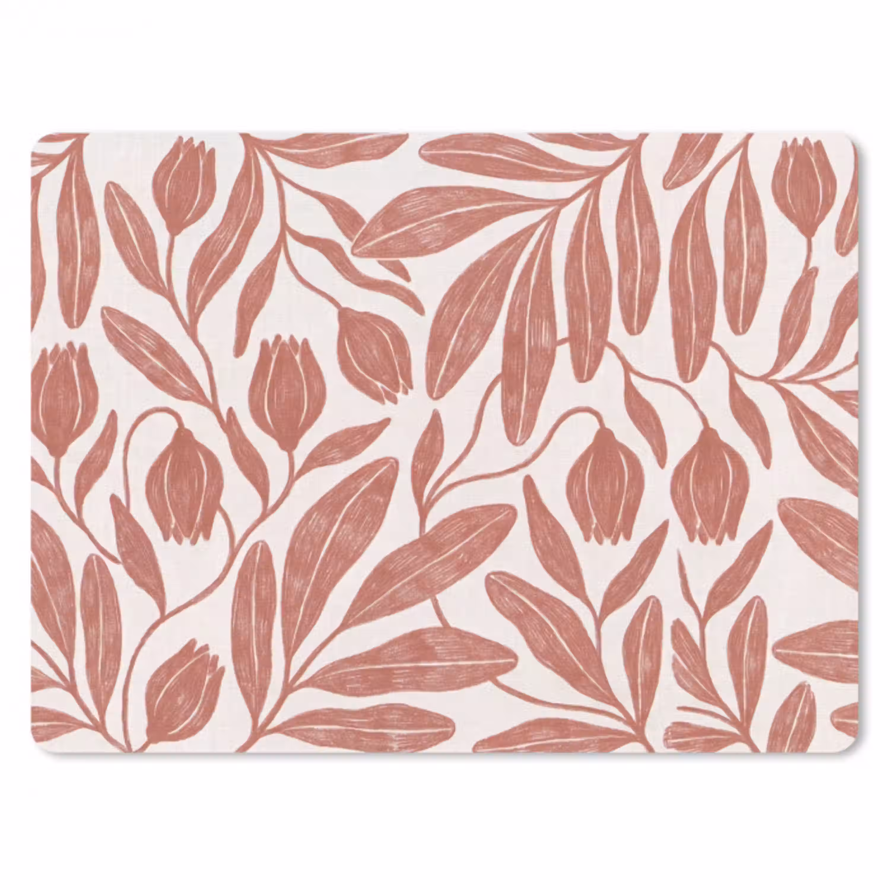 Bloemen - Patroon - Modern - Natuur - Bruin muismat rubber klein -3d