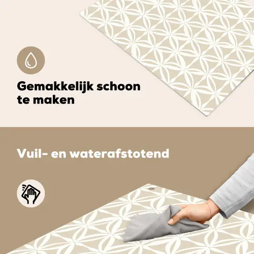 Motief - Modern - Beige Inductie beschemer met haakjes klein 777 -ky-schoon-nl