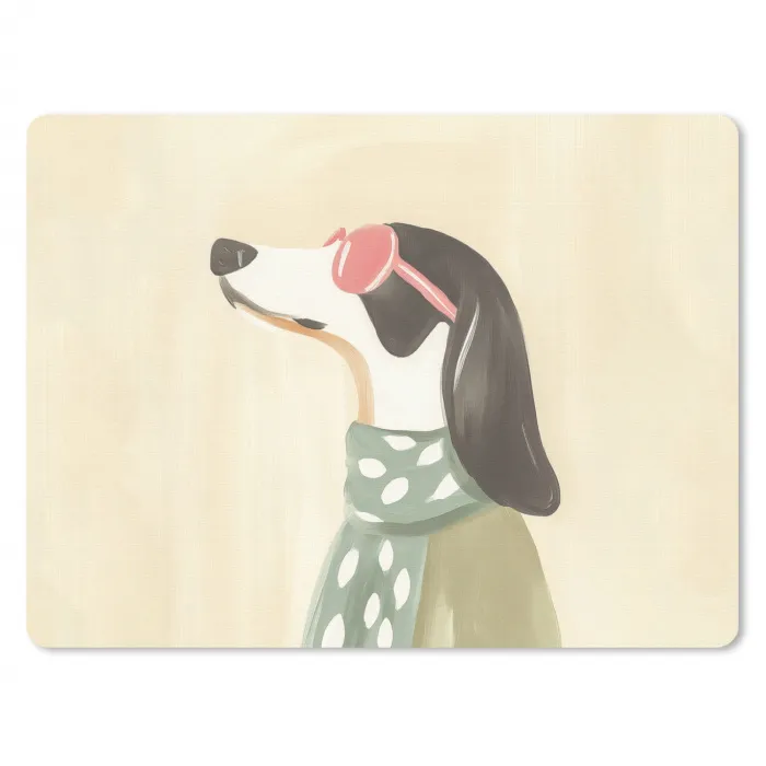 Hond - Zonnebril - Sjaal muismat rubber klein -3d